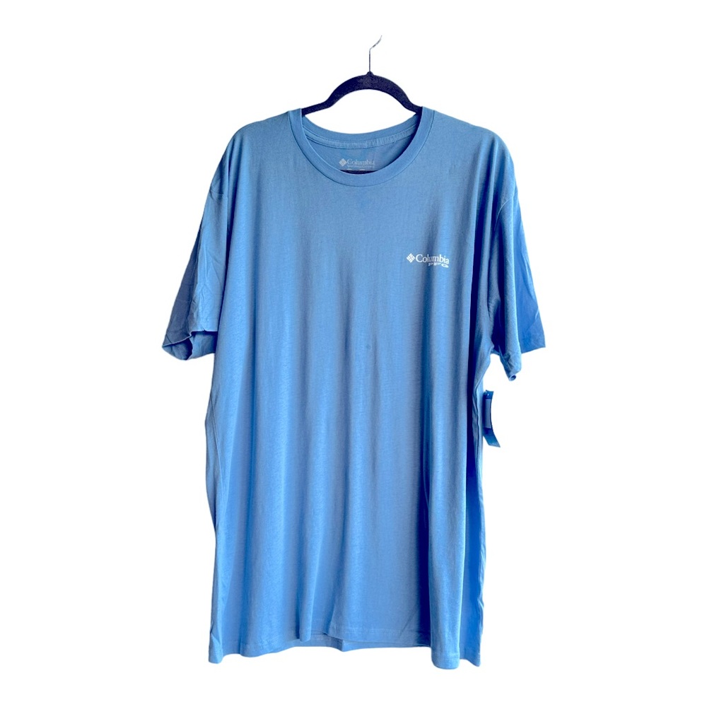 COLUMBIA PFG T SHIRT Light Blue‎ Fishing Logo Front & Back, Men's XXL
